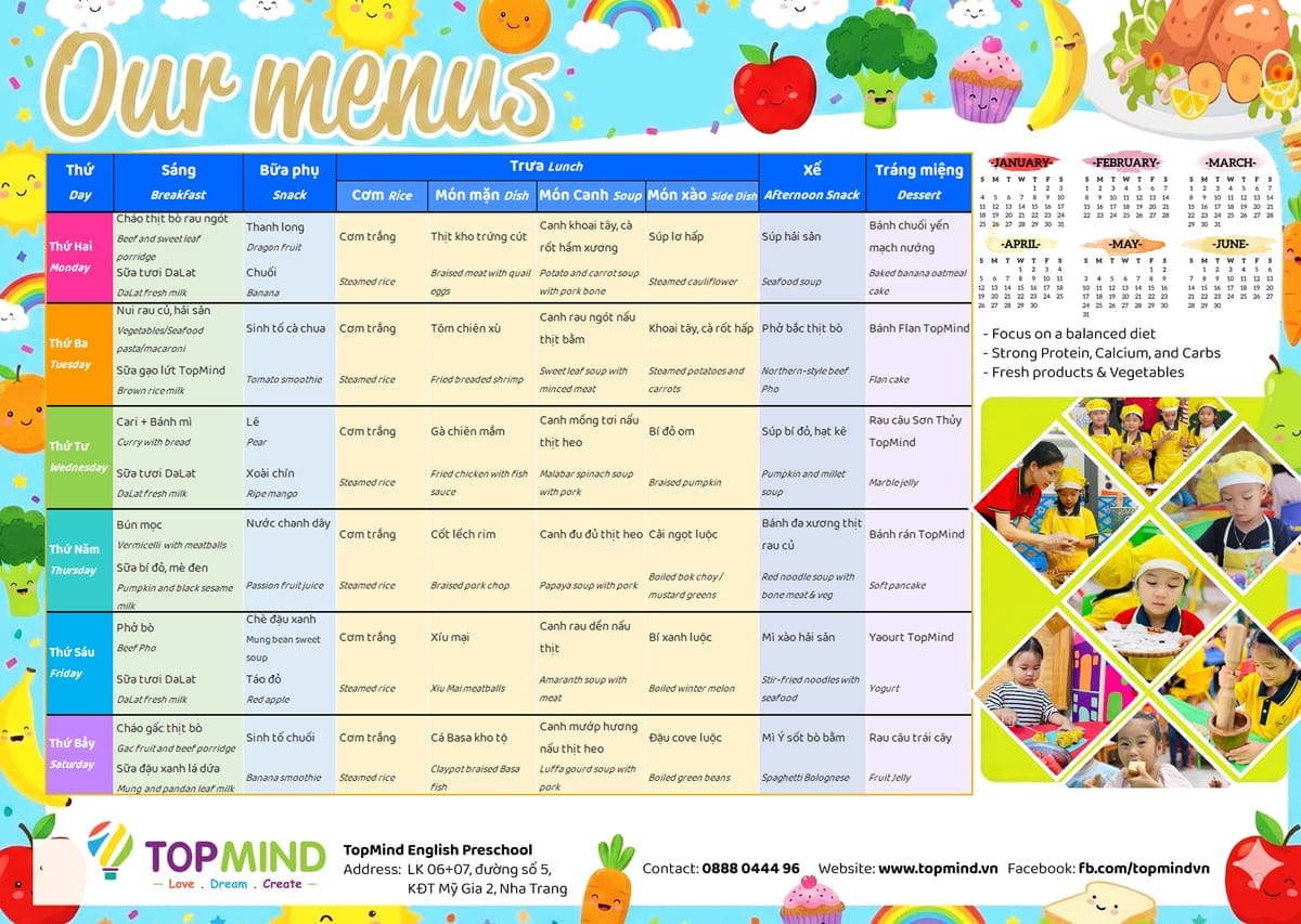 TopMind sample weekly menu — week 1